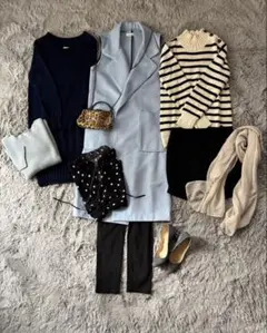 レディース服まとめ売り　S M L10点　秋服大人オンオフコーデ　ブルー系