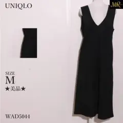 UNIQLO ワンピース ミディ丈　ノースリーブ　ジャンパースカート　無地　綿混