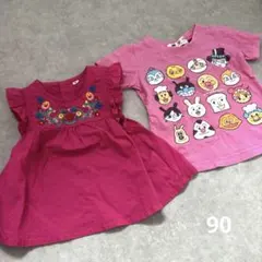 刺繍ブラウス　アンパンマンTシャツ　セット　90