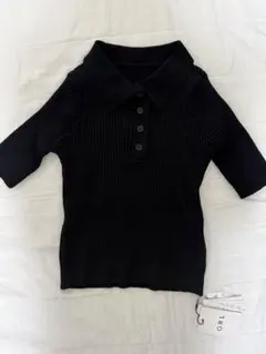 【新品】GRL リブニット ポロシャツ 半袖 ブラック