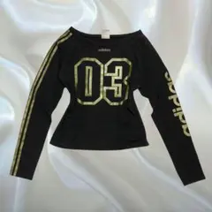 y2k adidas 00s 平成 スリーライン M ピチT 黒 ナンバリング