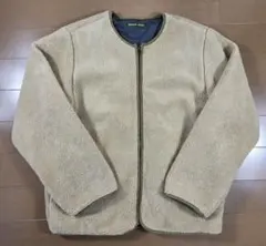 green bowl ノーカラーフリースジャケト ベージュ