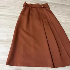 オレンジ フレアスカート 裏地付き