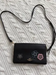 COACH ショルダーバッグ フラワーモチーフ ブラックのサムネイル