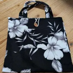 花柄 トートバッグ カバン ハンドメイド 黒 ブラック