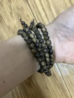 菩薩棋（プサチ）九分沈みのそろばん玉 天然木製 ブレスレット 数珠