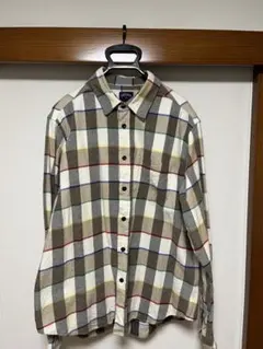 ジバンシィ チェック 長袖 シャツ ロングポイントカラー L 黄青白 綿混 