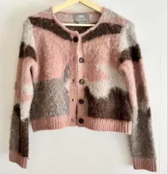 ZARA モヘア混カラーブロックカーディガン Shanghai Edition