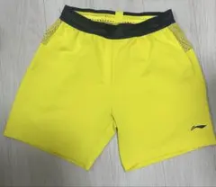 イエロー バドミントンパンツ ストライプデザイン