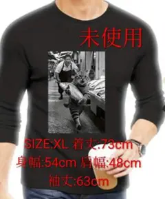 魚パクるネコ逃走プリント 長袖カットソー XL 未使用