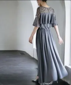 DRESS ＋ドレスプラス　結婚式ワンピースロングドレス　Sチャコールグレー