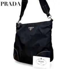 PRADA 프라다 나일론 숄더백 삼각 로고 가죽 블랙 대각선