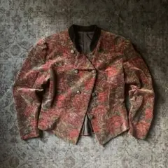 珍品 花柄 フラワー コーデュロイ ダブル ジャケット 希少 古着