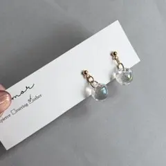 No.1638 オーロラ　うるちゅる　ピアス　イヤリング　鈴玉　クリア　小ぶり