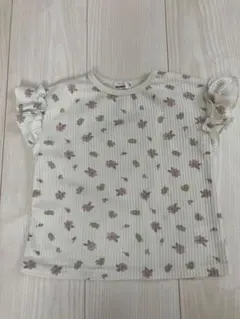 ペアマノン✳︎フラワープリント Tシャツ ワッフル生地90