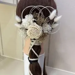 髪飾り　水引　成人式　卒業式　結婚式　和装　紐アレンジ　ドライフラワー　5