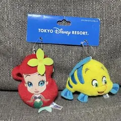 ディズニー　アリエル　フランダー　ぬいぐるみバッチ　セット　キーホルダー