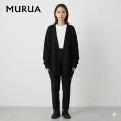 MURUA ムルーア　ブラック 薄手カーディガン　ロング