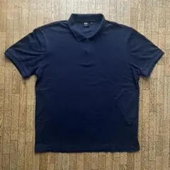UNIQLO Theory エアリズム カノコ ハーフジップ ポロシャツ 紺