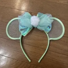 ミニー　ミッキー型ミントグリーンカチューシャ　ティンカーベル