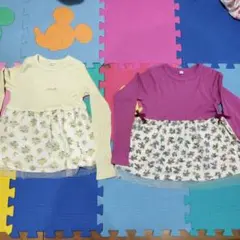 120cm トップス　チュニック　ピンク　黄色　花柄