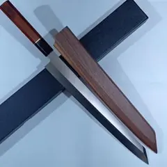 鞘付き 270mm 切付柳刃包丁 本牛角黒檀八角柄 刺身包丁 全鋼 和包丁