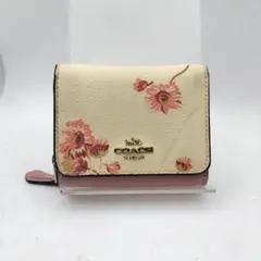 コーチ　折財布　財布　ミニウォレット　花柄　ピンク