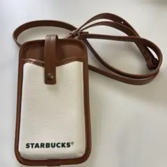 STARBUCKS スマホショルダーバッグ ホワイト/ブラウン