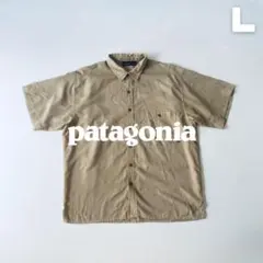 90s patagonia リネン シャツ パタゴニア ヤシの木タグ 半袖 古着