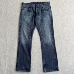 LEE 3547 ブラックライダースデニム L 鬼ヒゲ ハチノス 革パッチ