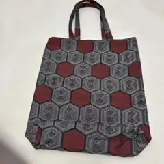 着物リメイク大島紬六角形模様の手提げバッグ