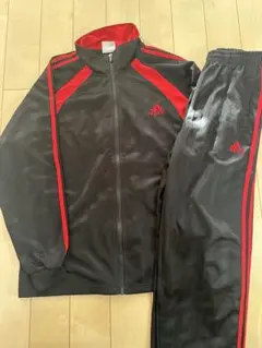 adidas ブラック/レッド ジャージ上下