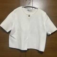 ZARA ノーカラージャケット ホワイト Mサイズのサムネイル