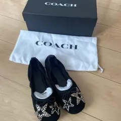 値下げ　美品　coach ベルベットバレエシューズ US6