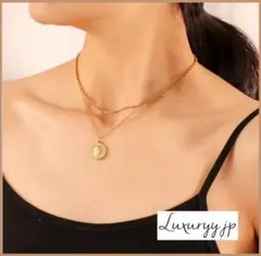 2連 ネックレス サージカルステンレス 【爆売】コイン 18kコート ゴールド