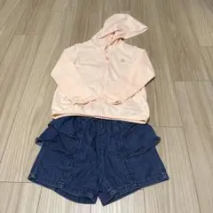 パーカー デニム ハーフパンツ セット 女の子　120