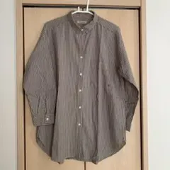 新品 ハートマーケット ストライプ長袖シャツ ブラウン