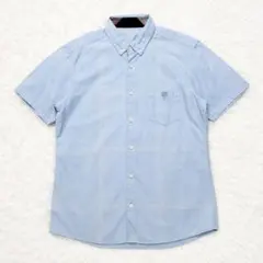 ブラックレーベルクレストブリッジ リネン混 半袖シャツ Mサイズ 水色 チェックのサムネイル