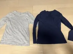 H&M 長袖カットソー 2枚セット (グレー・ネイビー) アンダーシャツ