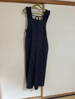 グレー×ブラック ドットサロペット