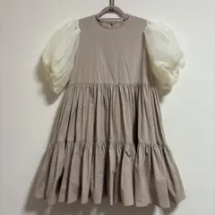 エイミーイストワール コットン混 ボリュームスリーブ ティアード ミニワンピース
