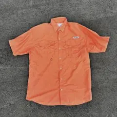Columbia PFG オレンジ 半袖ワークシャツ