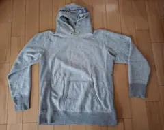 チャンピオン　リバースウィーブ　パーカー　フードロゴ　霜降りグレー