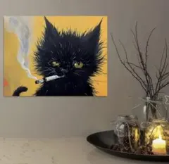 ネコポスター　モダン　アート　インテリア　タバコ　ミッドセンチュリー　北欧　A3