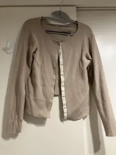 LAYMEE リブ編みベージュカーディガン