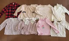 キッズベビー長袖90サイズ8点セット 保育園着 女の子 花柄 ロンT 春服