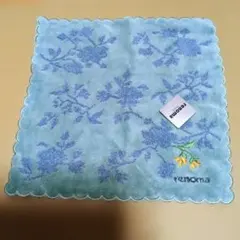 renoma 花柄タオルハンカチ 水色