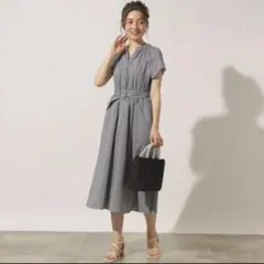 【美品】クチュールブローチ　先染めシャツワンピース　M