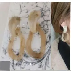 954＊ベージュ マーブル 不規則 フープ