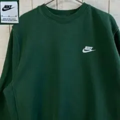 NIKE 古着　長袖　スウェット 裏起毛　刺繍　アメカジ グリーン